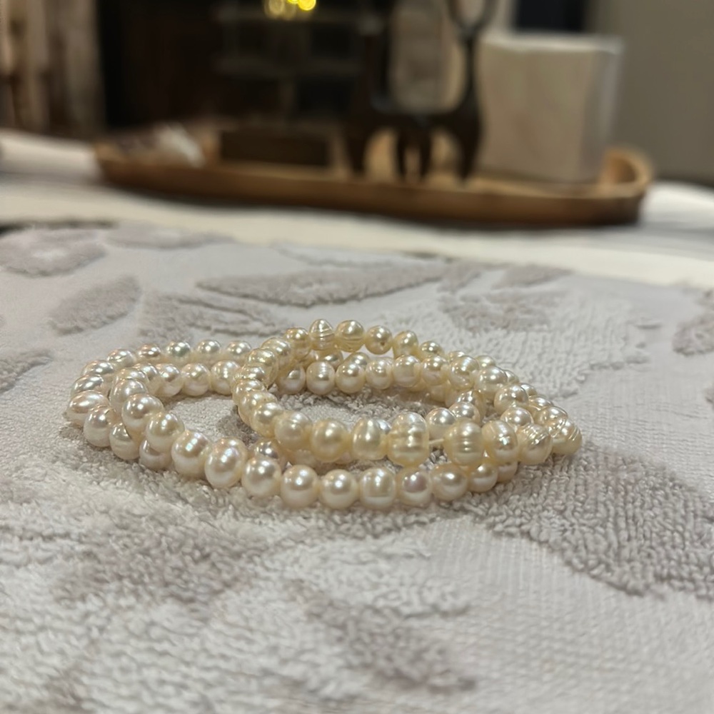 Macy’s 3-Pc. Set White Cultured Freshwater Pearl (6-1/2 mm) Stretch Bracelets